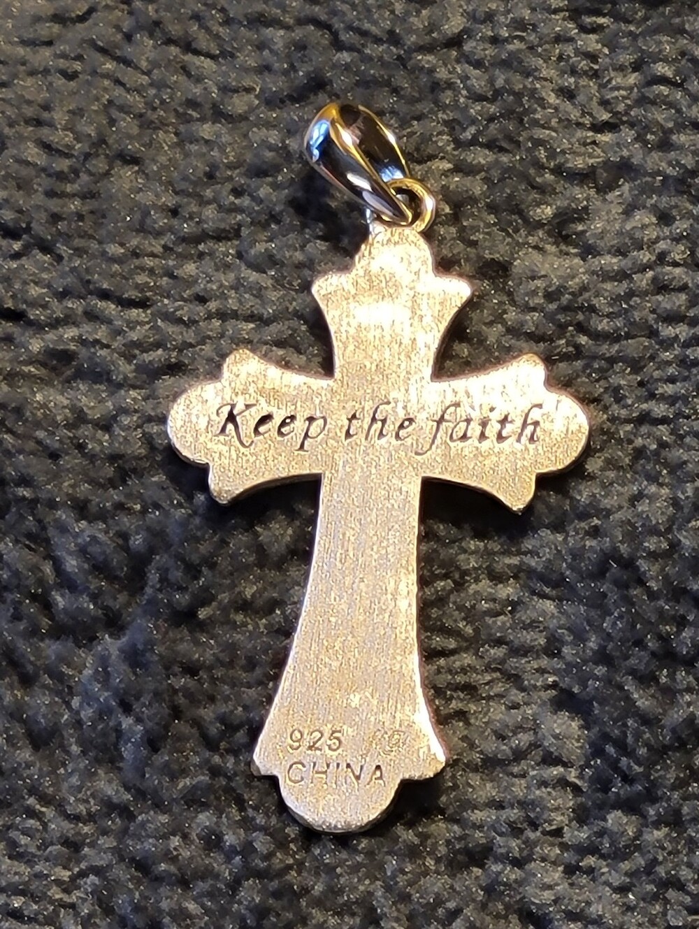 925 Sterling Silver Detailed Double Cross Pendant Necklace with Box Chain - Picture 2 of 4